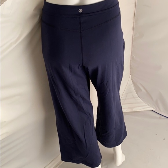 Lululemon navy pleated wide leg cropped pants - Picture 3 of 12